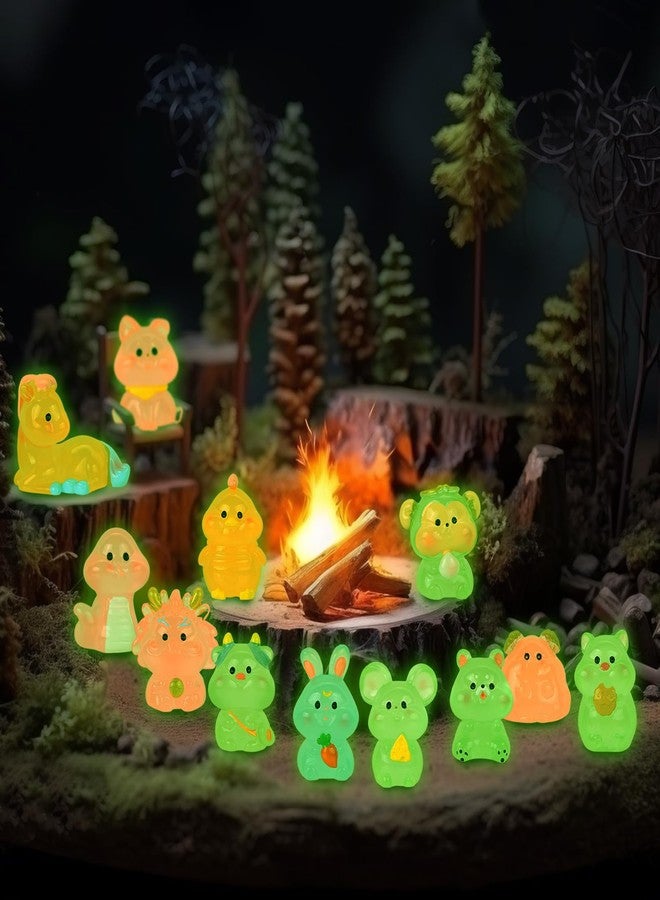 HOMICO 12 Pieces Luminous Mini Animals for Crafts Dollhouse Fairy Garden Decor Mini Resin Animals Tiny Animals for Car Micro Landscape Plant Pots - Image 5